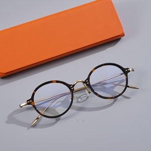 Monture de lunettes vintage ronde en acétate et métal pour hommes et femmes, avec rivets décoratifs, verres optiques, anti-lumière bleue, logo personnalisé, OEM - Product Image 2