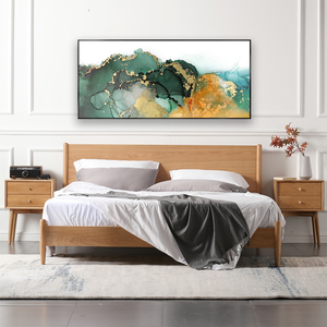 Tela di tela colorata astratta decorazione da parete fluido inchiostro <span class=keywords><strong>arte</strong></span> marmo tela da parete <span class=keywords><strong>arte</strong></span> verde e oro struttura in marmo Floater decorazione da parete - Product Image 1
