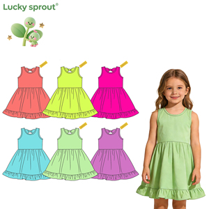 Yazlık Çocuk Elbisesi, Fiyonklu Kolsuz Dantel Tasarımlı Rahat Bebek Kız Elbisesi, Özelleştirilmiş Renk Rahat Elbise - Product Image 1