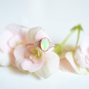 Minimalist Opal Look Ring for Women Rose Tone Elegant Fashion Finger Jewelry - Product Image 3