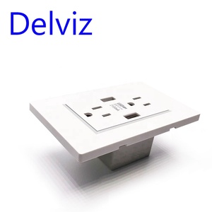 Delviz Parede Embutido 118mm * 76mm Painel Branco, American AC 110 ~ 250V, 2A Carregador USB Dual Outlet Port, Tomada de Alimentação 15A Padrão EUA - Product Image 1