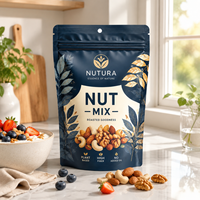 Pochette personnalisée mate refermable avec fermeture éclair pour mélange de noix de fitness, sac à collation de gym avec trou Euro, vente en gros, qualité alimentaire