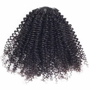 Foxen New Popular Kinky Curly Feather Crochet Extensión de cabello humano Sin trama Paquetes de cabello humano crudo a granel Extensiones de cabello natural - Product Image 2
