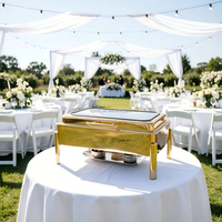 Plat de service rectangulaire en acier inoxydable 9L pour buffet, chauffe-plats de mariage, équipement de restauration et d'hôtellerie