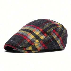Wholesale High Quality Custom Logo Plaid Tweed Peak <b>Cap</b> <b>Flat</b> <b>Cap</b> Fashion Unisex Ivy Hats - Product Image 3