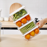 Boîtes de rangement alimentaire en plastique transparent empilables pour réfrigérateur, organiseur de réfrigérateur avec couvercle