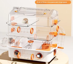 Yue Xiaomeng lüks üç katmanlı plastik Hamster üreme kafesi düğme kapatma altın Hamster yuva katı desen süper büyük Pet - Product Image 4