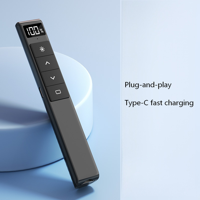 Presentation Clicker Pointer, Rechargeable Clicker Wireless Remote, RF 2.4GHz USB Presentation Pointer Slide Advancer