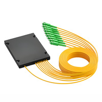 Splitter Serat Optik Kaset 1x8 SC APC ABS PLC SM Single Mode Pasif Optic Coupler Connector FTTH di Panel Patch ODF FTTX