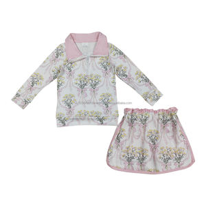 ชุดเสื้อผ้าสำหรับเด็กผู้หญิงเด็กวัยหัดเดินชุดเสื้อผ้าซิปแขนยาวลายดอกไม้สีชมพู - Product Image 3