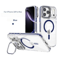 Coque de protection transparente magnétique anti-chute avec support d'objectif pour iPhone 18 Pro Max, compatible avec les coques de téléphone iPhone 17, 16, 15, 14, 13