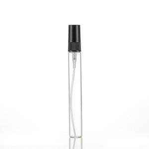10ml clair Mini atomiseur brouillard flacon cylindre bouteille de <span class=keywords><strong>parfum</strong></span> en verre avec bouchon noir et sertissage cou pompe pulvérisateur vide échantillon vaporisateur - Product Image 1