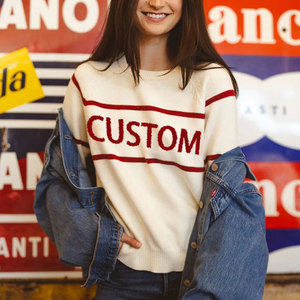 Áo len nữ chất liệu cotton pha cao cấp, kiểu dáng cổ điển, phong cách preppy, chất liệu dệt jacquard, in logo tùy chỉnh, bán buôn. - Product Image 2