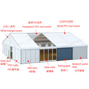 Tente d'entrepôt en aluminium avec toit en PVC et parois en ABS, rectangulaire, coque rigide, pour stockage industriel extérieur - Product Image 1