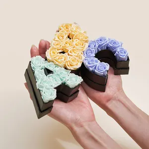 Mini venda por atacado "A-Z" caixas de rosa de letras impressão de embalagem de papel da espuma eu te amo caixa de flores para arranjos