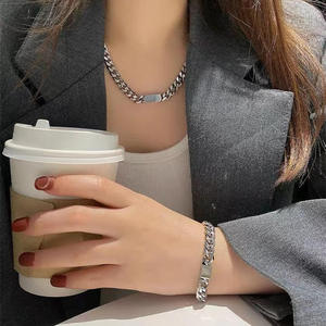 Higher Polished Curb <b>Chain</b> Stainless Steel Laser <b>Name</b> Customized logo Couples Lovers Bracelet - Product Image 6