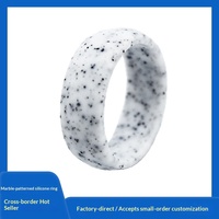 Bague en silicone best-seller, mode européenne et américaine, 87 mm, motif marbré blanc et noir, alliances pour couple