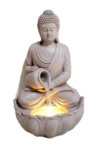 น้ำพุแบบตั้งโต๊ะทำจากเรซินในร่มพร้อมไฟ LED รูปปั้นพระพิฆเนศและหอยสังข์ฐานพลาสติกสำหรับตกแต่งบ้าน - Product Image 3