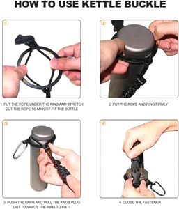 Botella con Asas <span class=keywords><strong>de</strong></span> Paracord para Senderismo y Camping, Recubrimiento Anticorrosión, Sin Aislamiento Térmico, para Beber - Product Image 3