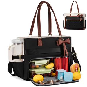 Sac isotherme pour femme, sac à main de pique-nique imperméable, grand porte-gobelet, sac de transport alimentaire pliable pour le bureau et les voyages - Product Image 1