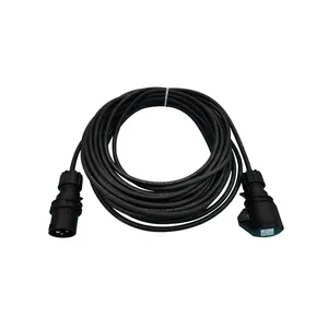 Good quality power cables IP44 waterproof rating 16A 3Pin connectors with male and female black color rubber cables