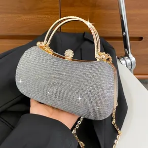 2022 새로운 패션 반짝이 라인 석 여성 클러치 가방 다목적 체인 웨딩 이브닝 가방 핸드백