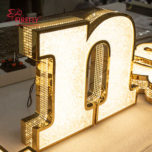 علامة مخصصة فاخرة ذهبية ثلاثية الأبعاد بإضاءة خلفية شعار ، لافتة خارجية ، مرآة متجر لافتات خارجية - Product Image 2