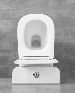 Inodoro elevado. Inodoro moderno de confort con <span class=keywords><strong>cisterna</strong></span> empotrada y asiento delgado de cierre suave - Product Image 3