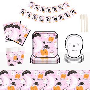 DAMAI Disposable Wholesale Supply of Pink Halloween Skulls <b>square</b> <b>Plates</b> - Product Image 1