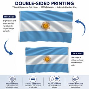 Bandera de Argentina Personalizada de Poliéster para Exteriores, Bandera Nacional Argentina para Colgar en la Pared con Ojales de Latón - Product Image 2