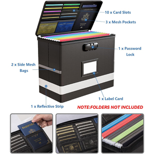 Portable <b>Fireproof</b> <b>Document</b> <b>Box</b> Lock Waterproof Collapsible Feature Lacquer Technique File Organizer Handle File Safe Storage - Product Image 5