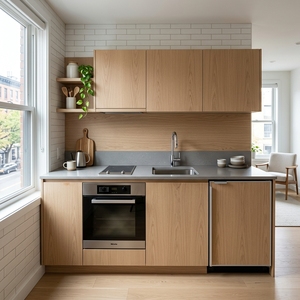 Set di Mobili da <span class=keywords><strong>Cucina</strong></span> Modulari in Rovere Bianco con Lavello, Mobile a Parete, 4 Cassetti, Ripiano Aperto, Unità Completa in Stile Moderno Scandinavo per Appartamenti - Product Image 2