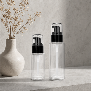 Premium Transparent Glass Cosmetic Packaging Container 30ml-150ml Refillable Glass Serum <b>Pump</b> <b>Bottle</b> for Skin Care - Product Image 1