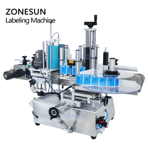 Bottle Labeler Labeling Machine ZONESUN TB-500A Bench Top Labeller PET Jar Water Bottle Double Side Automatic Positioning Labeling Stickering Machine