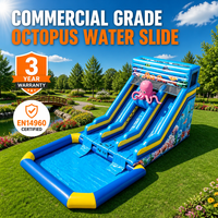 Toboggan aquatique gonflable de qualité commerciale avec piscine à jets d'eau, certifié EN14960 pour les entreprises de location d'événements estivaux en plein air