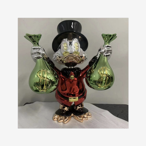 Wholesale Handmade Customized Statue Money Bag Duck Decorative Statue Pop Art Statue Home Decor Modern Resin Sculpture