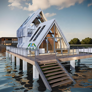 Maison préfabriquée en <span class=keywords><strong>bois</strong></span> blanc moderne, haute qualité, construction rapide, imperméable, anti-corrosion, villa, hôtel, appartement, maison triangulaire - Product Image 1