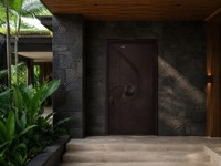 Porte d'entrée double haut de gamme en aluminium moulé, design moderne bronze métallique, cercles concentriques, résistante à l'eau, sur mesure