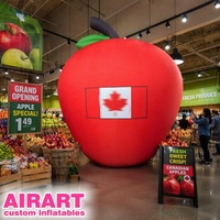 Ballon gonflable géant en forme de pomme rouge avec impression du drapeau canadien, grand accessoire patriotique gonflable pour les célébrations et les défilés du Jour du Canada