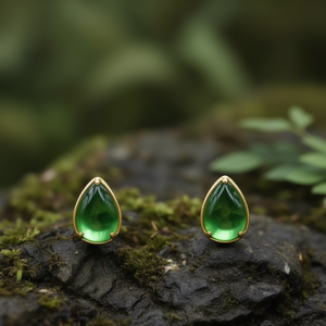 Boucles d'oreilles tendance en forme de goutte d'eau avec pierre verte, plaqué or PVD, en acier inoxydable 316L, durables et résistantes - Product Image 3