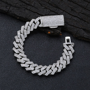 Pulsera de Zirconia Hip Hop con Tres Hileras de Rombos, Cadena Cubana, Accesorios, Pulsera para Hombre, Moda Tanjing, Collar Lijing - Product Image 1