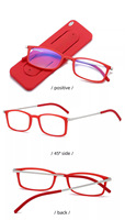 Lunettes carrées pliables à petit cadre boîte en verre pliante lunettes de lecture portables en métal avec étui lunettes anti-lumière bleue