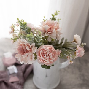 CallaFloral Bouquet floral artificiel rose pivoine eucalyptus pour mariage et décoration intérieure, fleurs artificielles réalistes CF01012 - Product Image 2