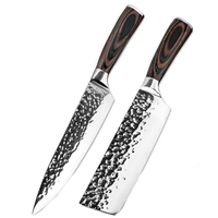 Ensemble de 3 couteaux de chef professionnels en acier inoxydable Damas à motif laser, manches en bois Pakka, écologiques, pour l'abattage et le désossage