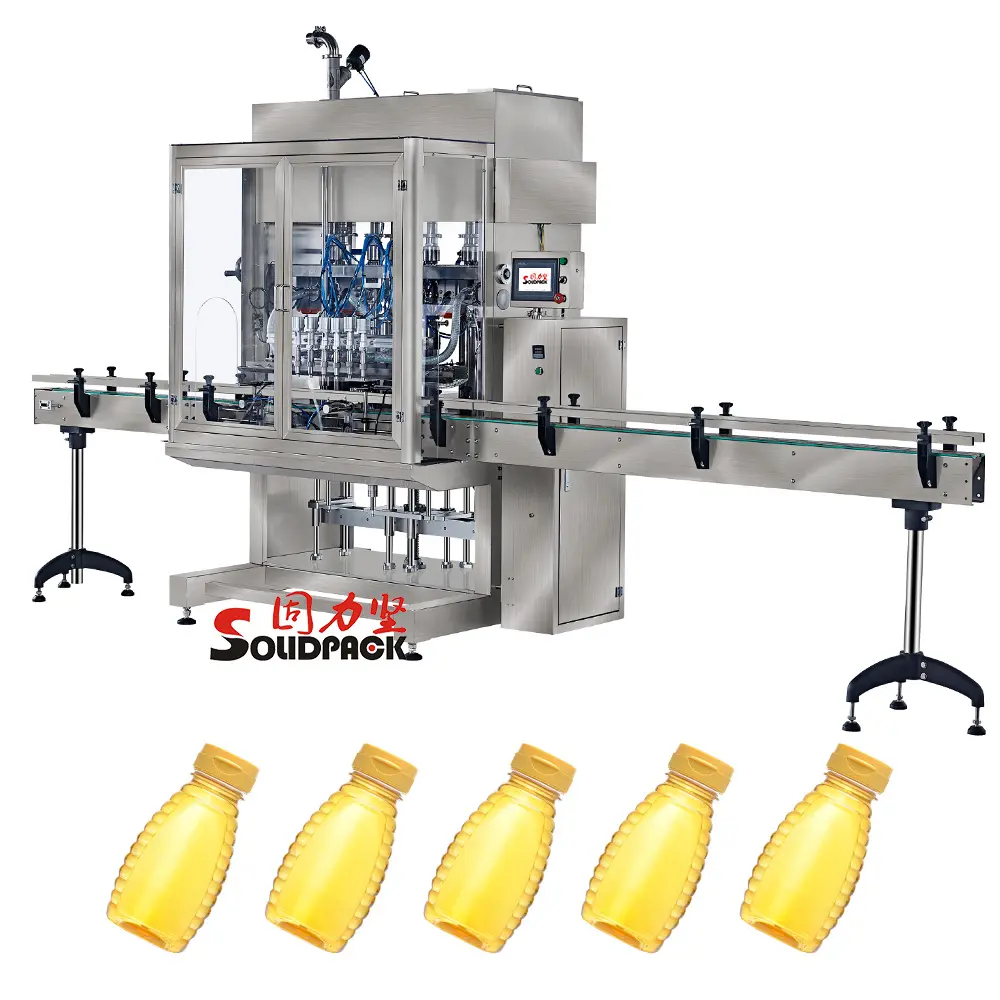 Solidpack full auto jar tomato processing plant pneumatic paste honey filling line