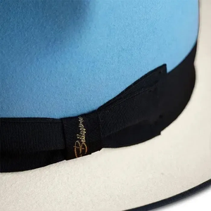 Blue <b>Wool</b> Fedora Hat With Black Band 56-58CM Unisex Adult Casual European Style - Product Image 4