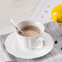 Tasse à thé blanche vierge en porcelaine, de haute qualité, impression personnalisée, tasses à café et soucoupes ovales