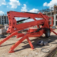 Plateforme élévatrice hydraulique montée sur remorque, à flèche articulée, propulsée par batterie