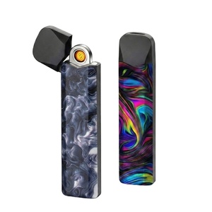 Fashionable Colorful Portable Cigarette <b>Lighter</b> USB Rechargeable Battery <b>Windproof</b> Flameless Design Reusable for Daily - Product Image 1