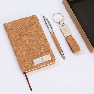 Wood Grain PU Leather <b>Notebook</b> Pen Gift <b>Set</b>-Eco-Friendly Corporate Gifts Digital Printing for Executives Coworkers (Custom - Product Image 4